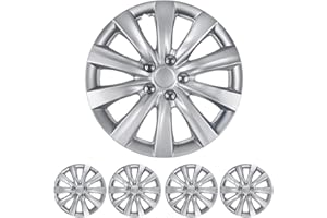 BDK (4-Pack) Premium 16 Inch Rim Wheel Cover Hubcaps for Cars Trucks SUVs Vans, Direct OEM Replacement Universal Fit Snap-On ABS Hubcaps 16 inch Wheel Covers - Set of 4 Hub Caps - 10-Spokes Silver