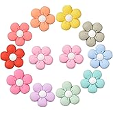 Redvigh Colorful Flower Silicone Beads 12PCS, Silicone Focal Beads for Pens Rubber Daisy Flower Bead Bulk for Making Necklace Bracelet Lanyard Keychain Accessories