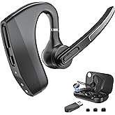 Herloreen Bluetooth Headset Wireless Earpiece with 450mAh Charging Case USB Dongle Noise Canceling Mic for PC Computer, Laptop, Cell Phones, Remote Work, Call Center, Trucker Work, Business