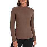 Bonneuitbebe Women's Thermal Top Long Sleeve Fleece Lined Undershirts Mock Neck Stretchy Base Layer Tops Cold Weather