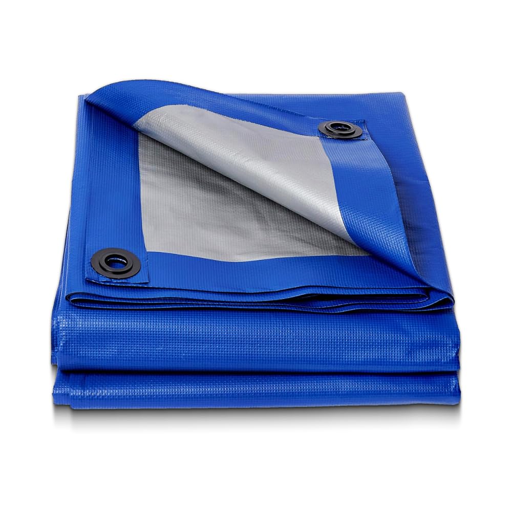 Extremely Heavy Duty PP Blue Tarpaulin; 2m x 3m / 6.6ft x 9.8ft; Light, Thick, Woven 230GSM XPO; Elastomer Coating, Superior UV Resistance, Waterproof, Double-Sided Fabric - Supreme Versatility