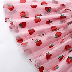 Little Girl Strawberry Tulle Dress Flutter Sleeve