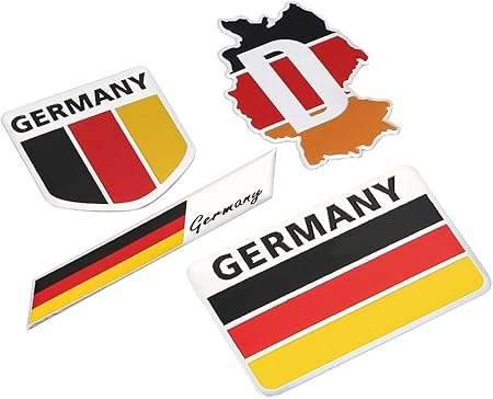 Amazon R Planning ドイツ 国旗 アルミ プレート ステッカー デコレーション ラベル エンブレム 4枚 セット エンブレム 車 バイク