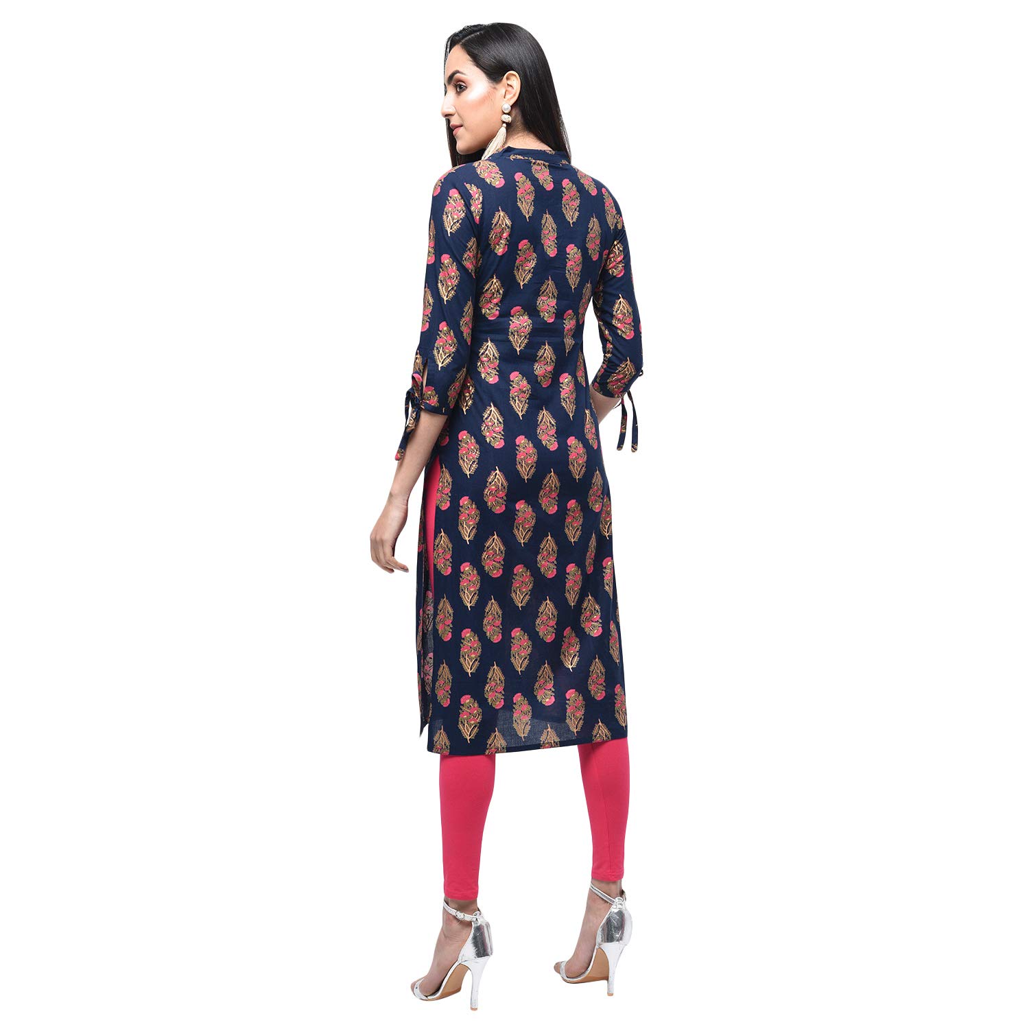 gulmohar jaipur women's straight cotton kurta (blue)