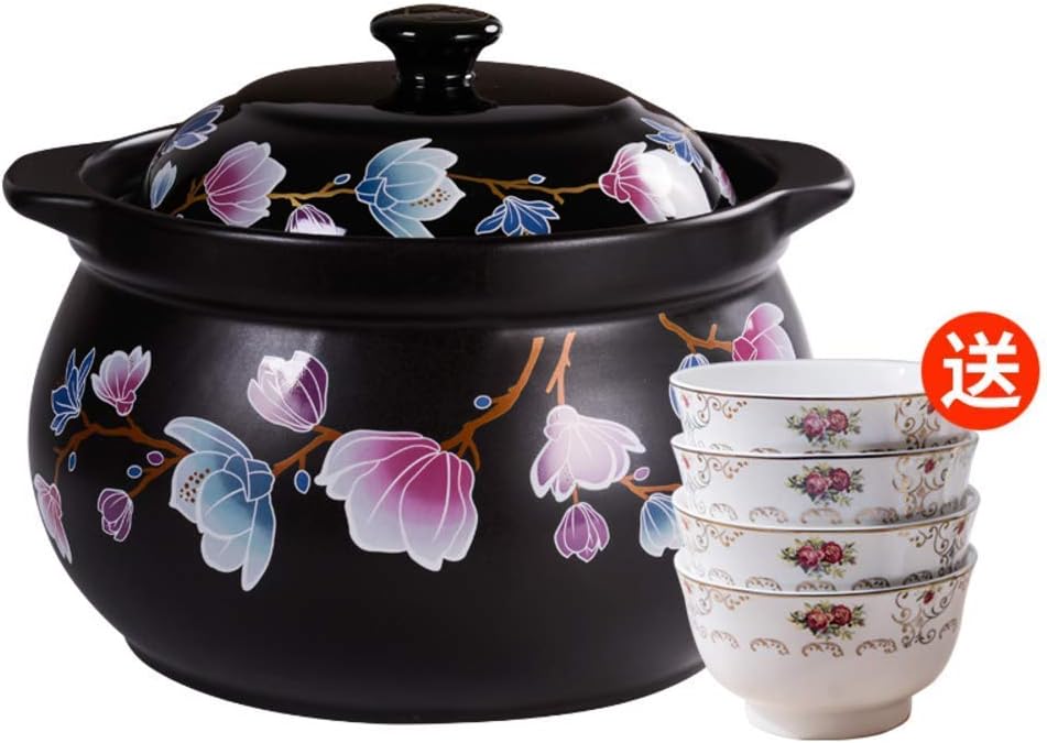 LIUSHI Chinese Casserole,Soup Ceramic Stewpot High Temperature Clay Pot