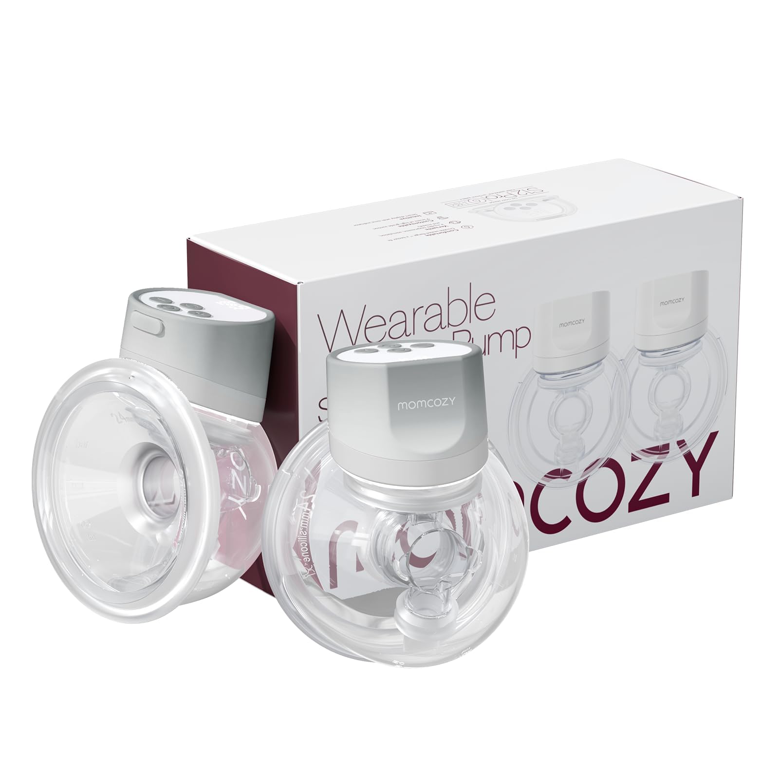Photo 1 of Momcozy Hands-Free Breast Pump S12 Pro, Wearable & Portable Pump with Soft DoubleFit Flange, 3 Modes | 9 Levels Double Electric Pump, Smart Display, 24mm, 2 Pack, Cozy Grey