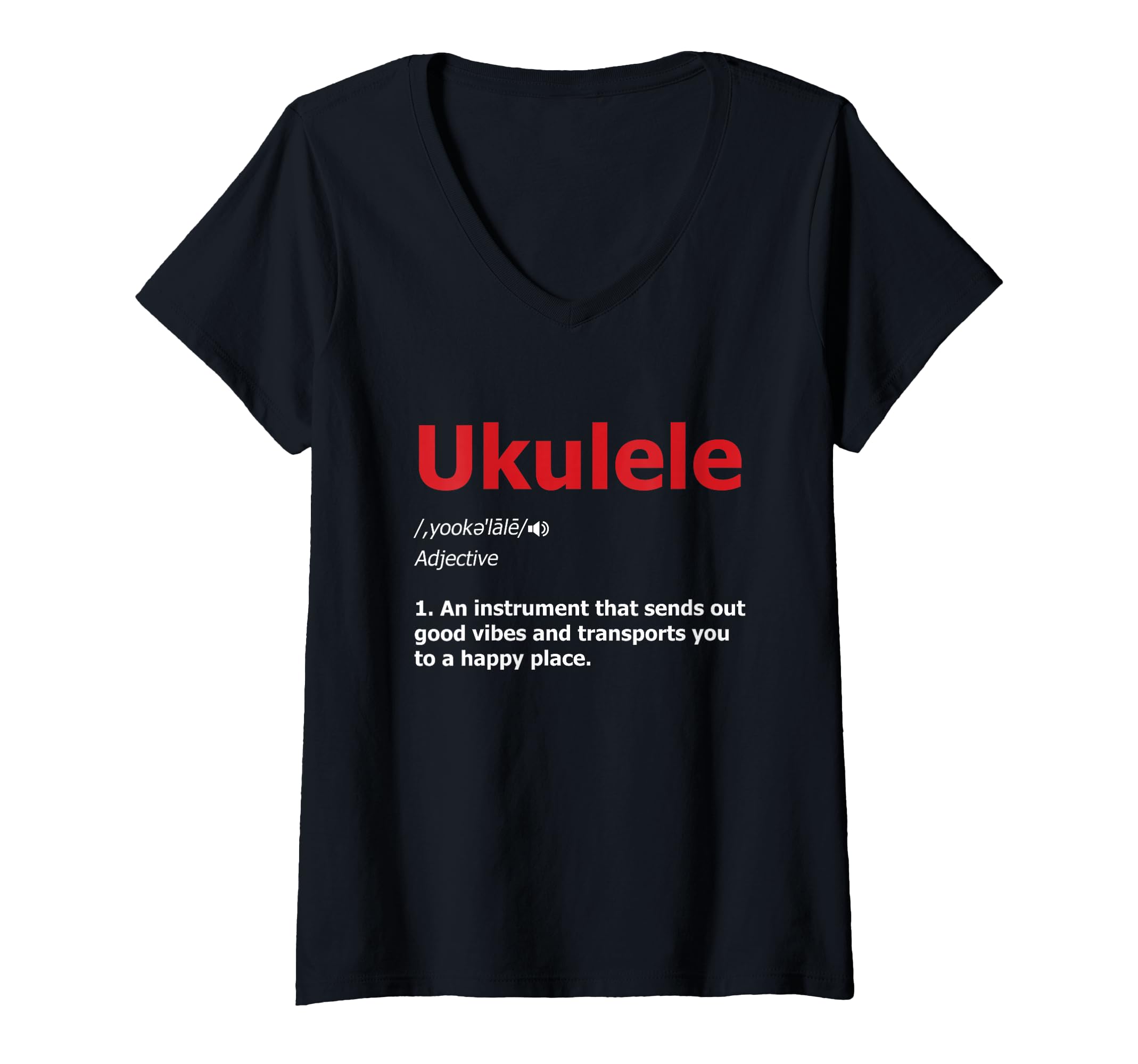 Womens Ukulele Definition Musical Instrument Music Acoustic Guitarist V-Neck T-Shirt