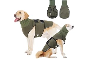 ODSSTAIPS Soft Dog Anxiety Jacket,Breathable Dog Shirt,Anti Anxiety Vest for Dogs with High Collar,Pet Coat for Thunder, Fireworks and Separation,Green XL