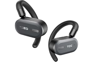 TOZO O2 True Open Ear Wireless Headphones Lightweight with Multi-Angle Adjustment, Bluetooth 5.3 Earbuds with Dual-Axis Design for Long-Lasting Comfort, Crystal-Clear Calls for Driving, Dark Black