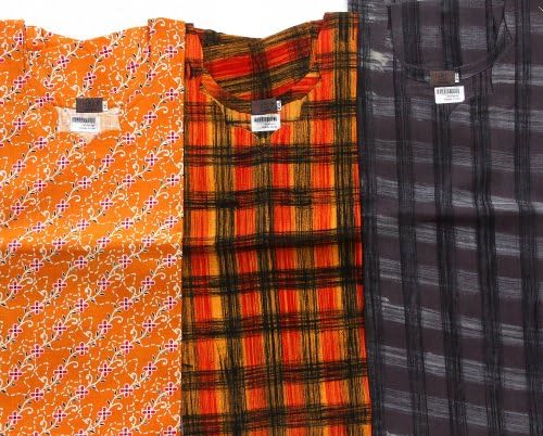 Exotic India Lot of Three Khadi Unisex Kurta Tops - Khaki