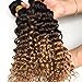 Ombre Curly Hair Bundles Brazilian Deep Wave 3 Tone Curly Weave Human Hair Unprocessed Ombre Hair Extensions 10 12 14inches Dark Roots Honey Blonde Ombre Brazilian Hair T1B/4/27