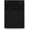 JSTORY Large Monthly Planner Lays Flat Undated Year Round Flexible Cover Goal/Time Organizer Thick Paper Eco Friendly Customizable Stitch Bound A4 16 Months 18 Sheets Black