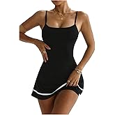 SweatyRocks Women's Tennis Dress with Built in Shorts Spaghetti Strap Backless Workout Athletic Mini Dress