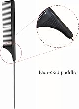 TONGTLETECH Hair Comb Carbon Fiber Tail Comb Anti-Static Heat Resistant Black view 3