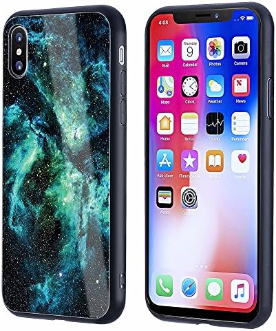iPhone X Case, Fisel Starry Sky Series Shookproof [Drop Protection] [Scratch Resistant] with Back Tempered Glass Protective Waterproof Shell Cover Case for iPhone X /10 2017 Model