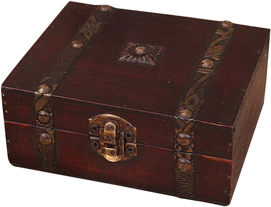 ar-wt Joyero Organizador de Madera clásico Lock Tesoro Baúl Joyero