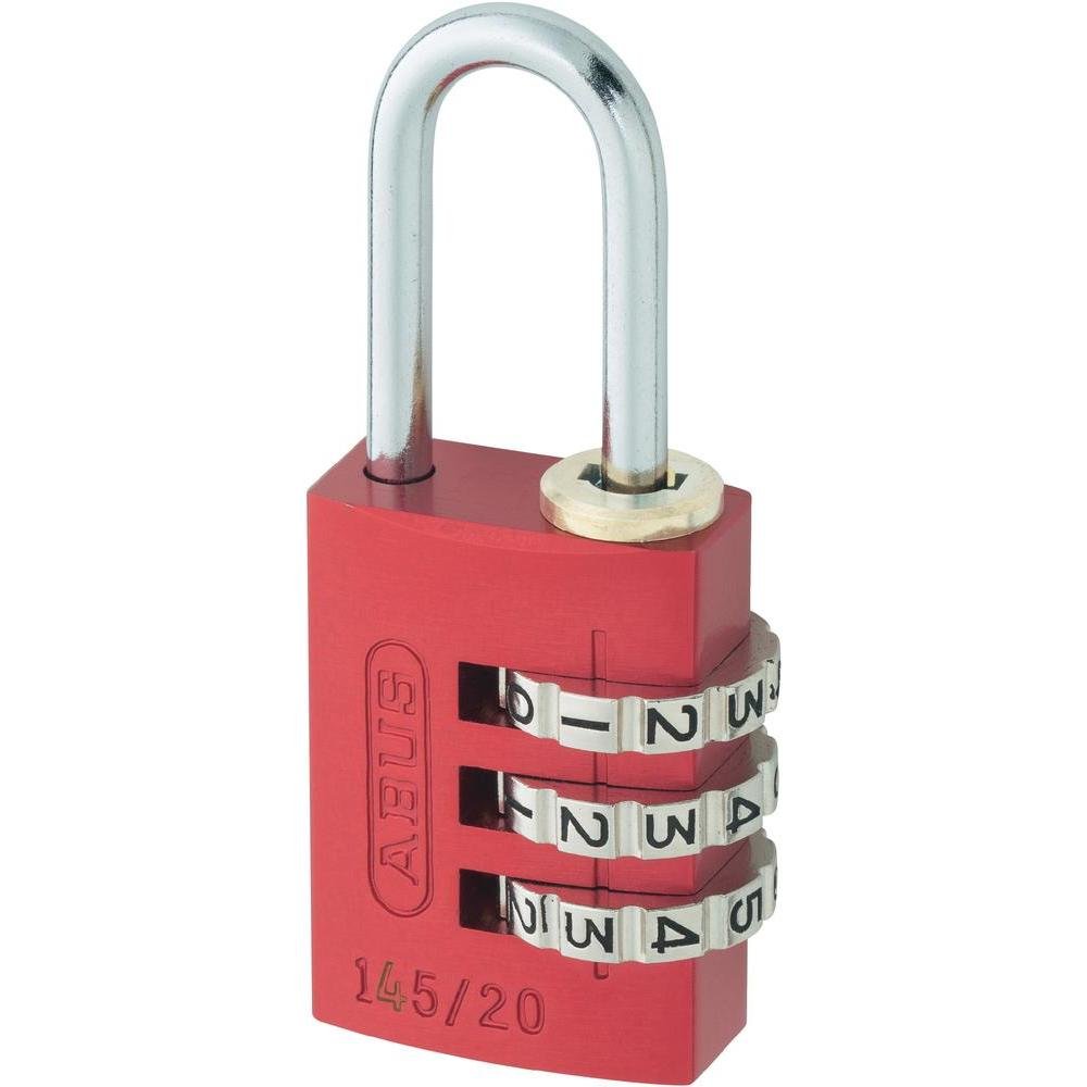 ABUS Combination lock 145/20 red - suitcase lock, locker lock, etc. - aluminum padlock - individually adjustable number code - ABUS -Safety level 3