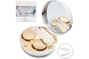 Vastsoon Contact Lens Case, Portable Cute Eye Contacts Colored Lenses Applicator Remover Tool Kit with Mirror Solution Bottle for Travel Daily Outdoor (Gold)
