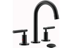 ARRISEA 8 Inch Bathroom Faucet 3 Hole Matte Black, Widespread Bathroom Faucets for Sink 3 Hole, 2 Handle Bathroom Sink Faucet with Pop Up Drain, BF052-1-BK