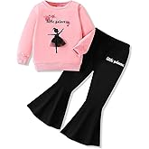 Vitalique 3-9 T Kids Toddler Girl Clothes Letter Print Sweatshirt Flared Pants 2Pc Outfits Set