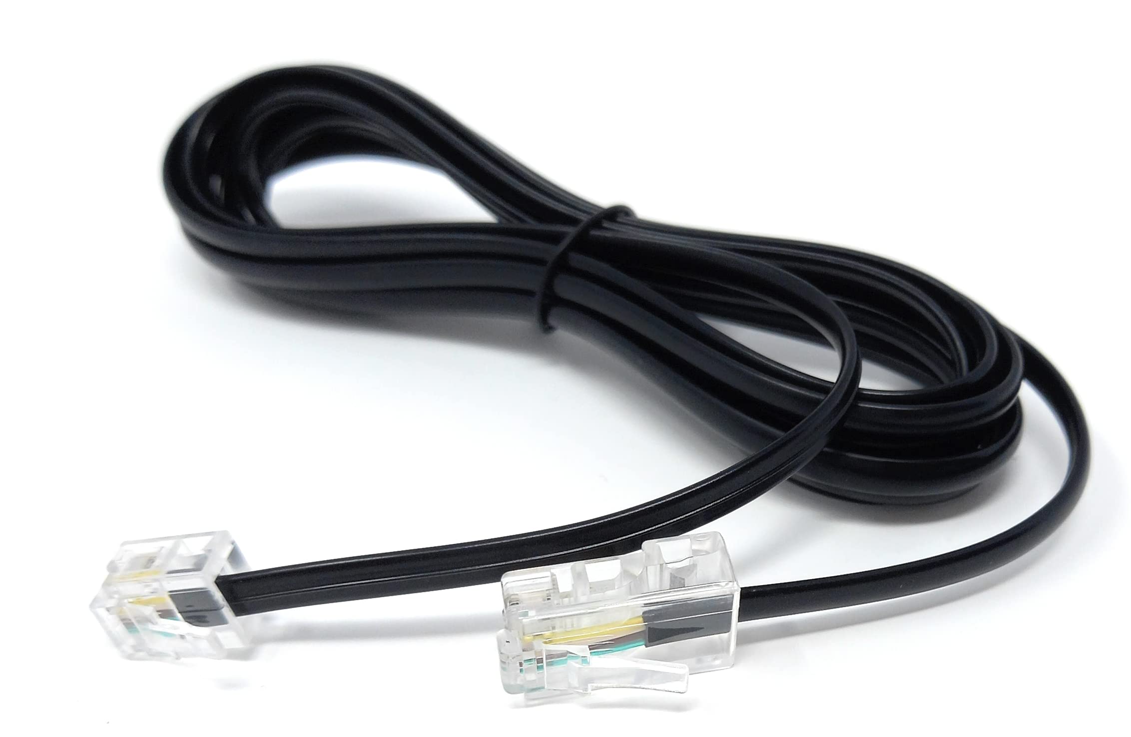 DRUT 2m Flat RJ11 to RJ45 Male to Male 4 wire Broadband, Modem Cable Lead 6.5ft Black
