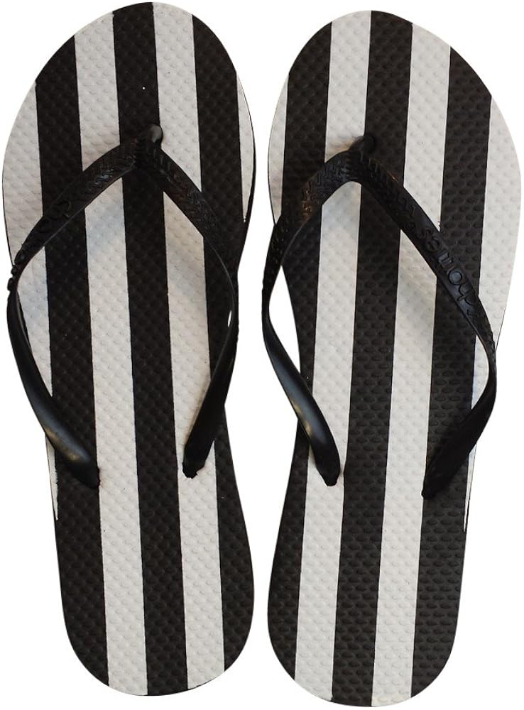 Amazon.com | Fashion Black & White Stripes Print Flip Flops (Medium) | Shoes