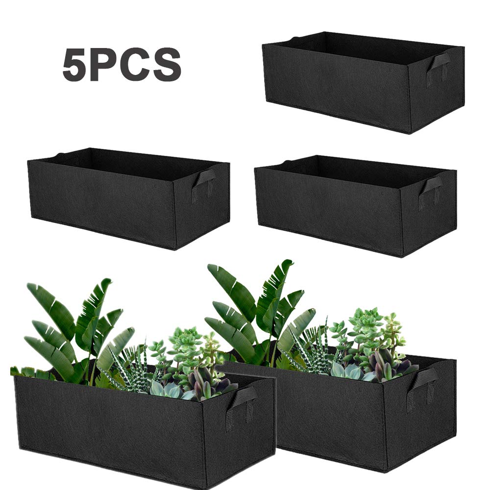 summerkimy 5pcs Rectangle Grow Bag Planter 60 * 30 * 20cm Vegetable
