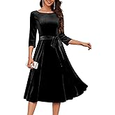 DRESSTELLS Velvet Cocktail Dress for Women, 2025 Winter Christmas Holiday Dress, 3/4 Long Sleeves Party Formal Gala