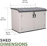 LIFETIME 60170 6 x 3.5 ft Heavy Duty Low Plastic Shed Desert Sand White view 5