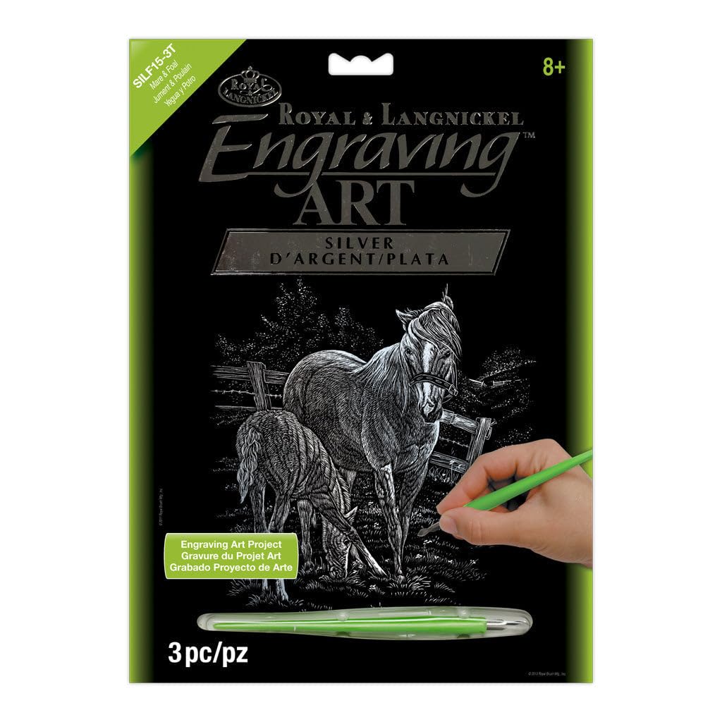 Royal & Langnickel Silver Engraving Art A4 Size Mare and Foal Designed Painting Set — image 1