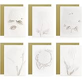 Yitexin 5 x 7 in Floral Cards, Cardstock Flower with 3D Sketch Appearance, Blank Stationary and Envelopes, for Wedding, Writi