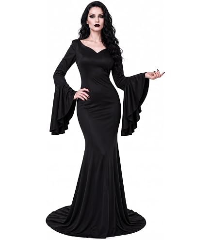 Cosplay.fm Women's Vintage Gothic Long Dress Witch Style Black Dress Halloween Cosplay Costume Dress (S, Black) : Clothing, Shoes & Jewelry