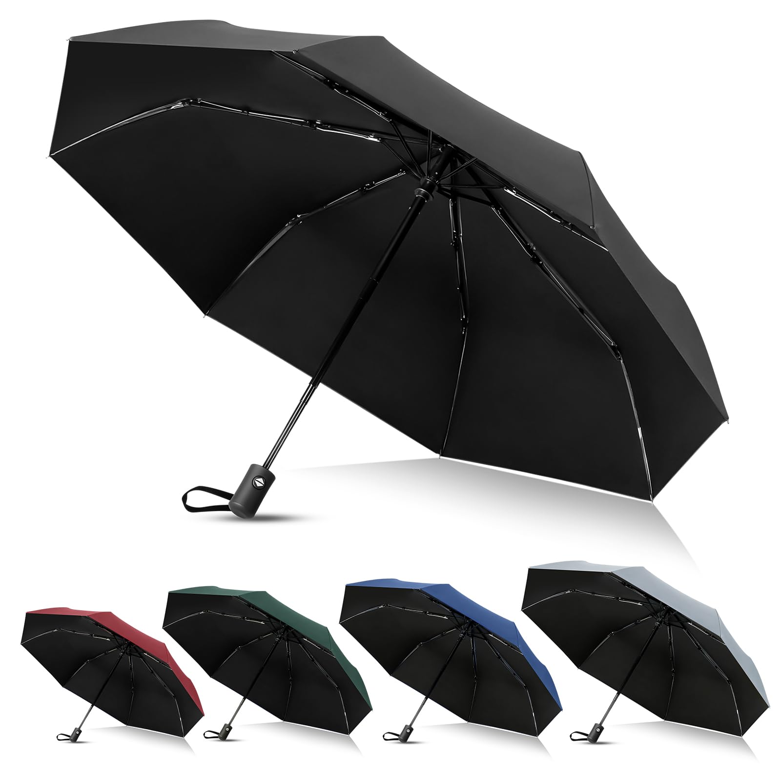 Vicloon Folding Umbrella, 8 Ribs Compact Windproof, Auto Open/Close, Sturdy Reinforced Canopy, Portable for Men & Women