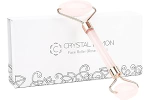 C CRYSTAL LEMON Natural Jade Roller for Face - Aging Wrinkles, Puffiness Facial Skin Massager Treatment Therapy - Premium Jade Stone, by Crystal Lemon (Rose Quartz)
