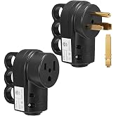 Suplevel NEMA 6-50 Welder Plug &amp; Connector Set, 50 Amp 3-Prong 250 Volt | Heavy Duty 2-in-1 6-50P/6-30P Male Plug and 6-50R Female Receptacle with Easy Unplug Design, Black, ETL Listed