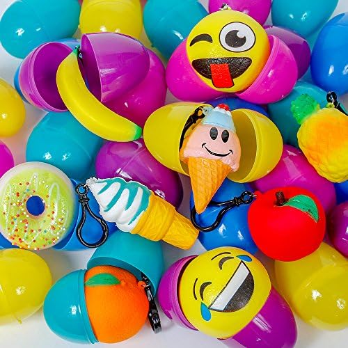 Squishy Toy Filled Easter Eggs - 12 per Order - 3 1/4 Inch Multi-Colored Eggs
