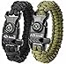 Paracord Bracelet K2-Peak – Survival Bracelets with Embedded Compass Whistle EDC Hiking Gear- Camping Gear Survival Gear Emergency Kit (Black/Green 9