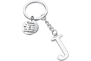 FUSTMW Initial Keychain Alphabet Initial Letter Key Ring Pendant Inspiration Gifts