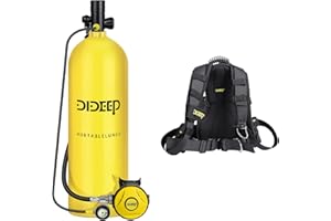 DIDEEP 4L Capacity Scuba Tank, with Double Shoulder Clip, Support About 40-60 Minutes Underwater Breathing Time, for Underwat