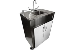 WATERWORKS CONCESSION SINKS Portable Stainless Steel Handwashing Hand Hygiene Sink Station with On Demand Hot and Cold-Water for Health and Beauty, Medical, Daycare, Pop-Up Mobile Vending Restaurants