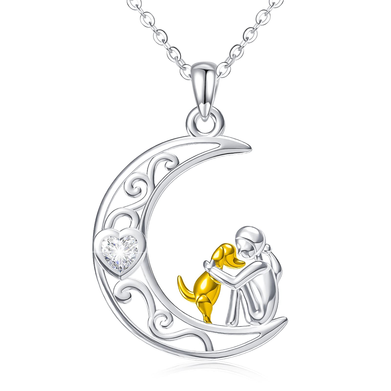 Eusense Dog Necklace for Women Dogs Female Pendant 925 Sterling Silver Memorial Animal Jewellery Gift