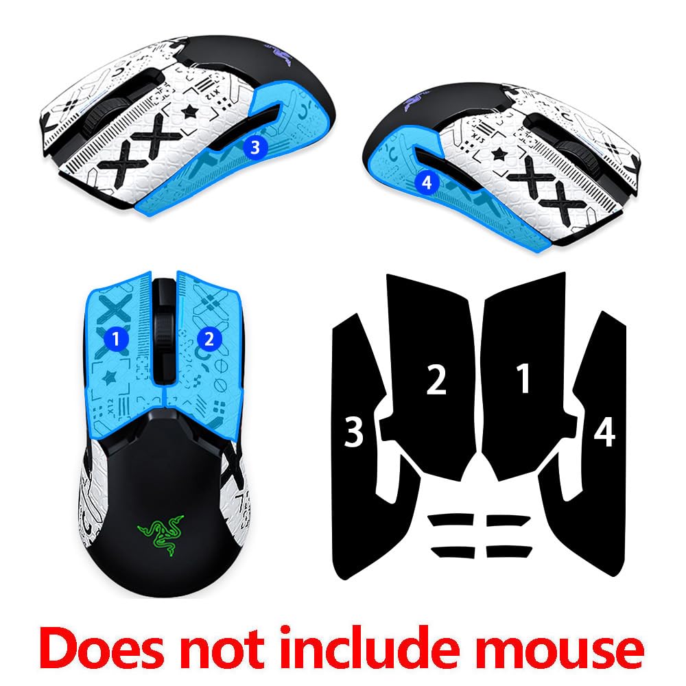 Mouse Anti-Slip Tape Elastics Refined Side Grips Sweat Resistant Pads/Anti Sweat Paste Grip Tape Compatible for Razer Viper/Viper Ultimate Gaming Mouse