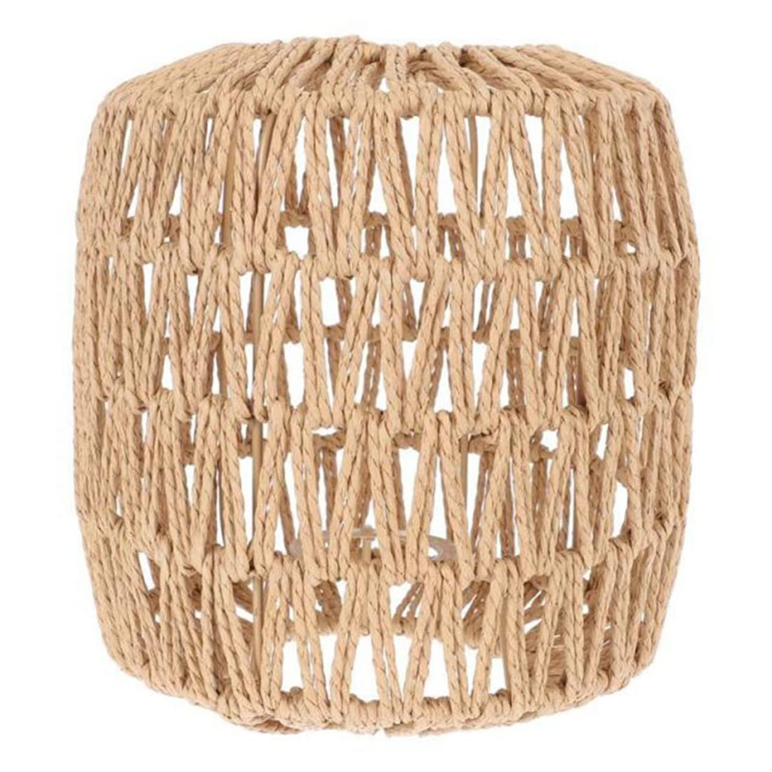 Giilayky Simulated Rattan Lamp Cover Handmade Woven Chandelier Vintage Lampshade Home Decor Hanging Pendant Bedroom (18 * 20)