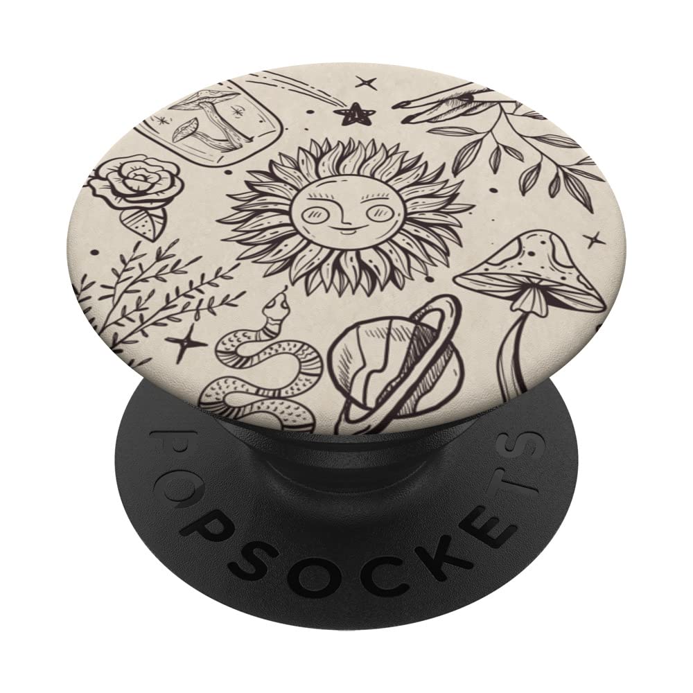 Sun Astrology Cottagecore Celestial Mushroom Aesthetic PopSockets Swappable PopGrip