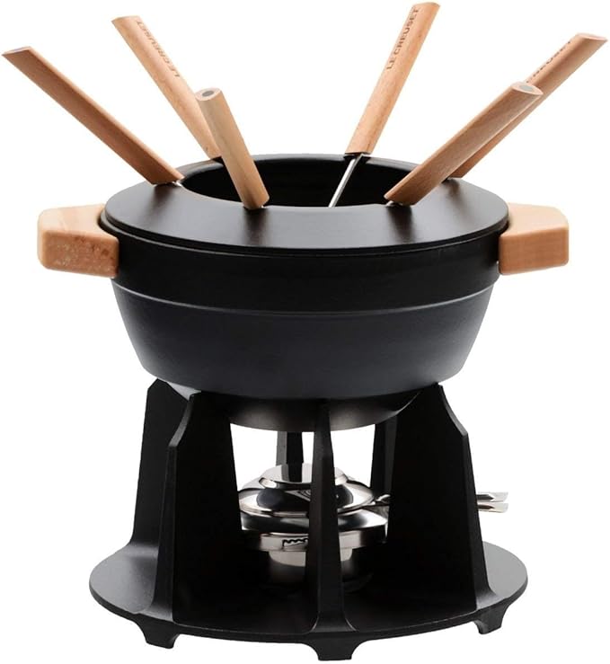 Le Creuset Enamelled Cast Iron Fondue Set, With Adjustable Burner and 6