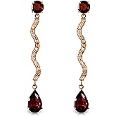 14k Rose Gold Earrings with Diamonds and Garnets