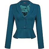 Allegra K Cropped Blazer for Women's Work Lapel Collar Long Sleeve Peplum Ruffles Office Suit Jacket
