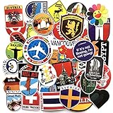 40PCS Flags Sticker Sticker of International Worldwide by Country Children Adult Teens Teacher Toddlers Water Bottles Laptop Car Travel Luggage Suitcase Skateboard Decal (Landmark map)