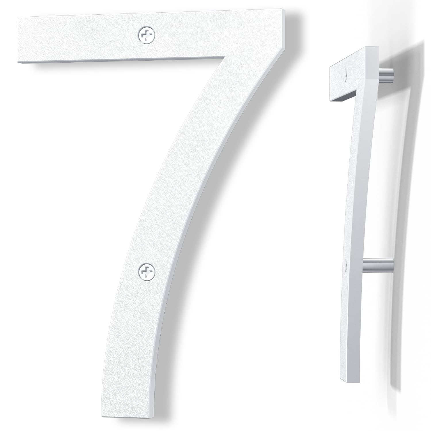 Yafimea 8 Inch White House Numbers, Large Floating Screw On Numbers with 3D Shadow Effect for Outside Wall Fence Gate, Weatherproof ABS Plastic (7)