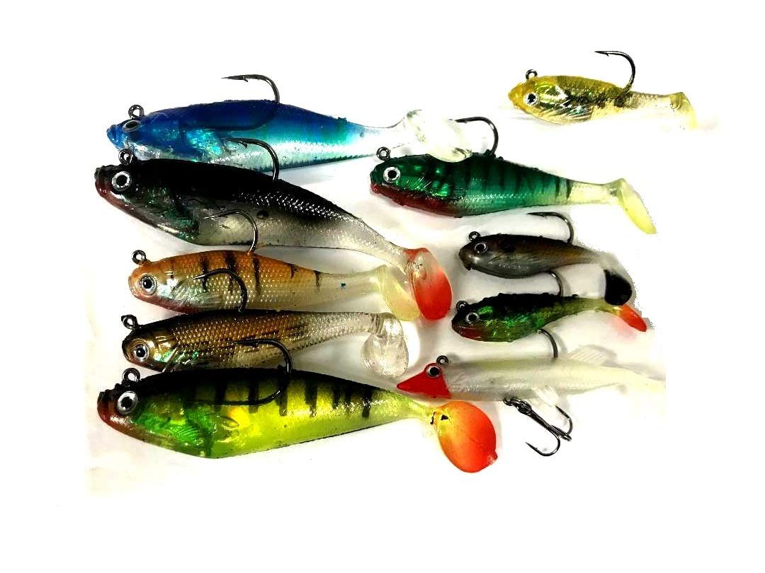 TraceAce Tackle 10 X Mixed Soft Pike Lures,Pike Baits,Pike Rigs,Pike